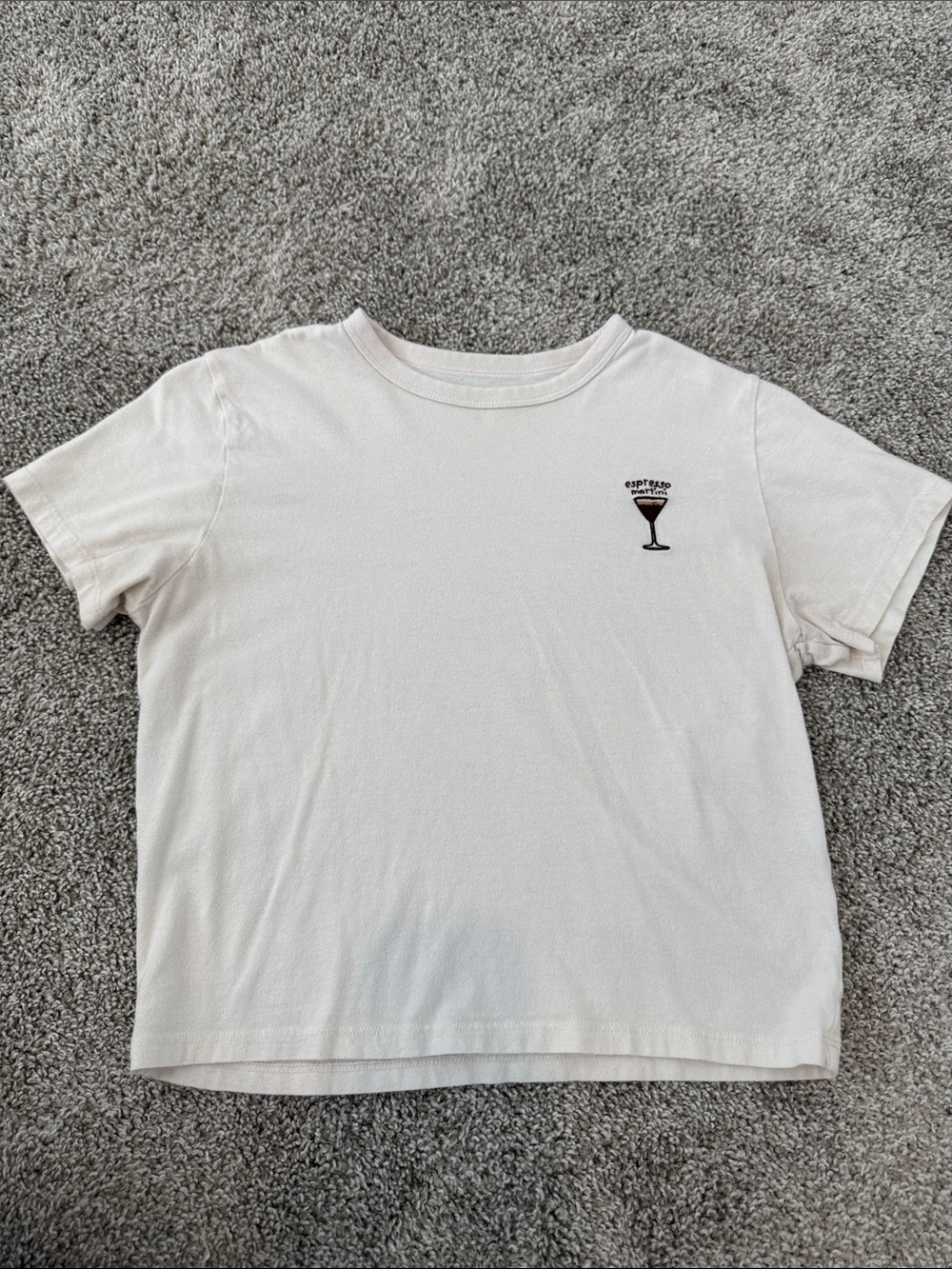 Abercrombie & Fitch Cream Short-Sleeve Tee with Espresso Cocktail Graphic